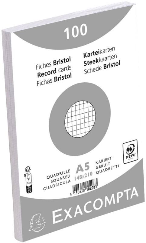 Exacompta Index Cards 10208E A5 White 15 x 21.2 x 2.5 cm Pack of 10