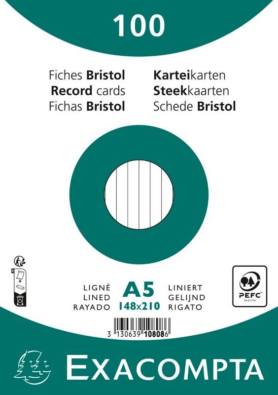 Exacompta Index Cards 10808SE A5 White 15 x 21.2 x 2.5 cm Pack of 10