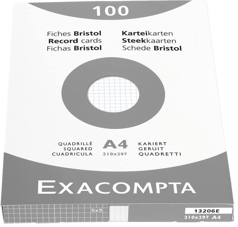 Exacompta Index Cards 13206E A4 White 21.3 x 30 x 2.5 cm Pack of 10