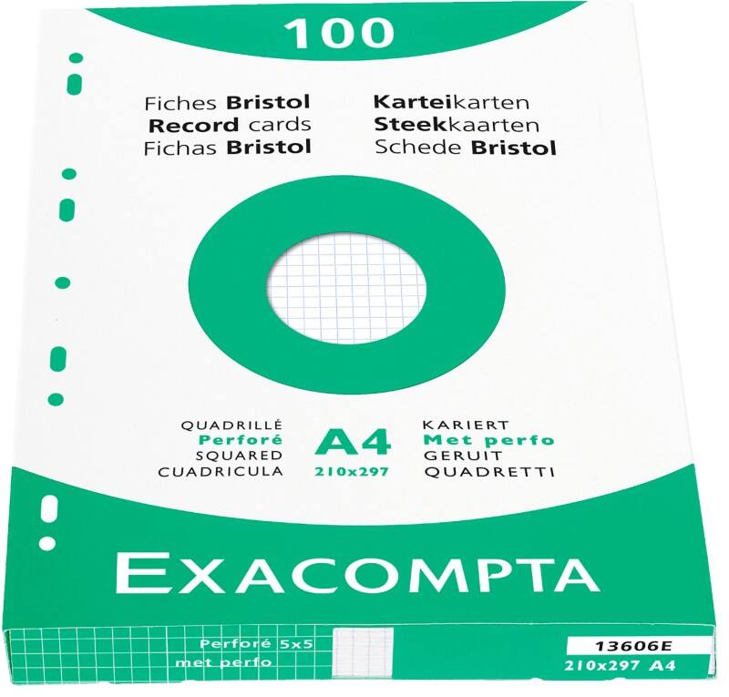 Exacompta Index Cards 13606E A4 White 21.3 x 30 x 2.5 cm Pack of 10