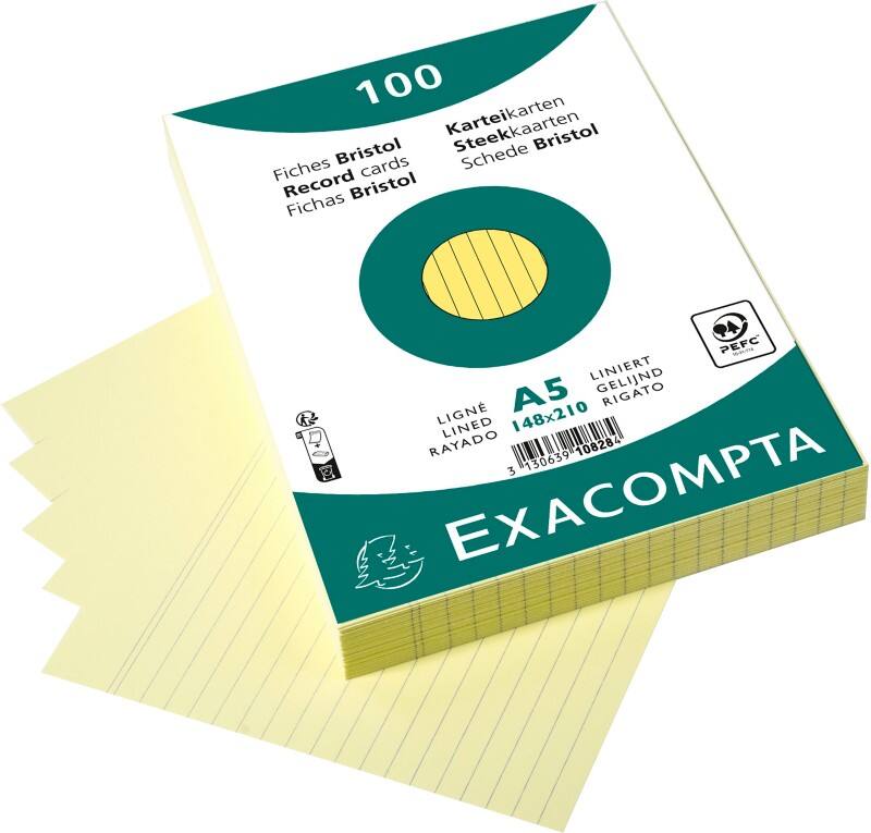 Exacompta Index Cards 10828SE A5 Yellow 15 x 21.2 x 2.5 cm Pack of 10