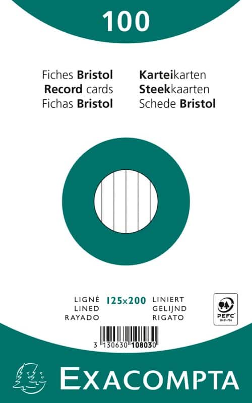 Exacompta Index Cards 10803X 125 x 200 mm White 12.7 x 20.3 x 2.5 cm Pack of 12