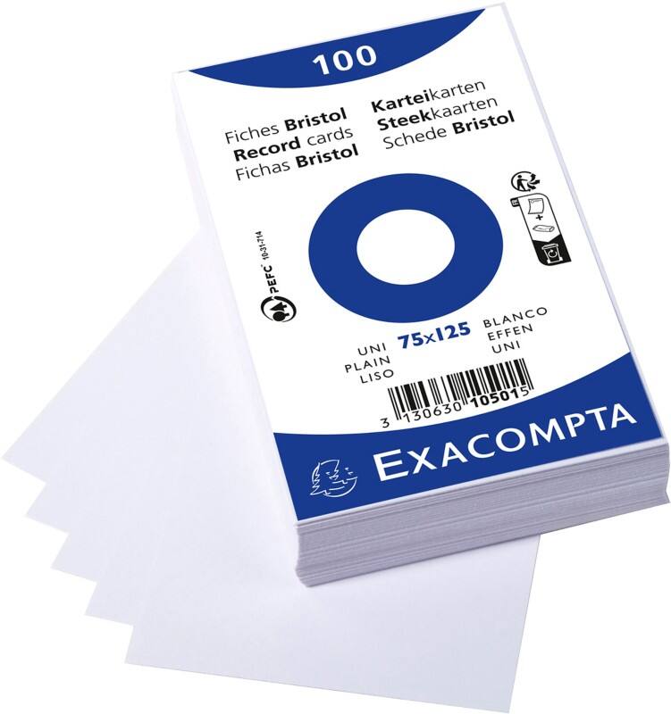 Exacompta Index Cards 10501E White 7.9 x 12.9 x 2.5 cm Pack of 20