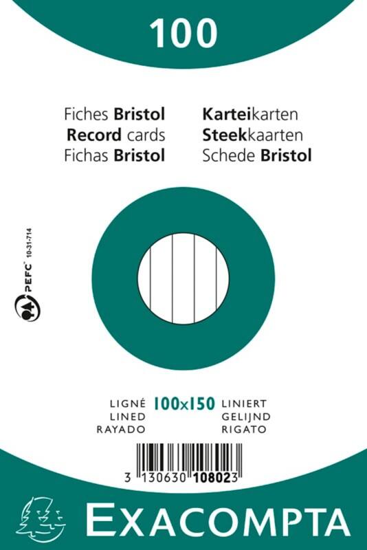 Exacompta Index Cards 10802X A6 White 10 x 15 x 2.3 cm Pack of 20