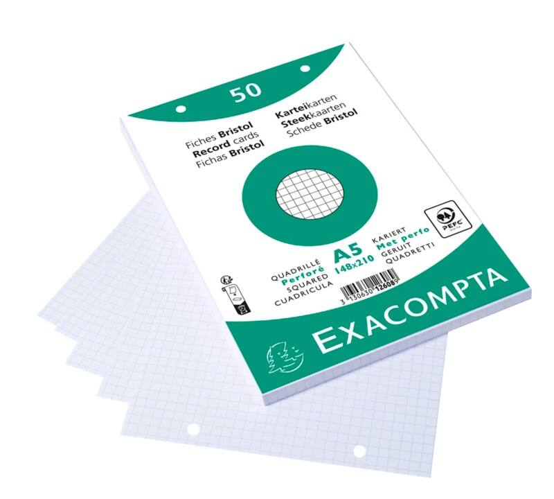 Exacompta Index Cards 12608E A5 White 15 x 21.2 x 1.1 cm Pack of 20