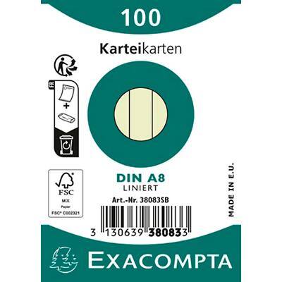 Exacompta Index Cards 38083SB A8 Green 5.2 x 7.4 x 2.3 cm Pack of 48