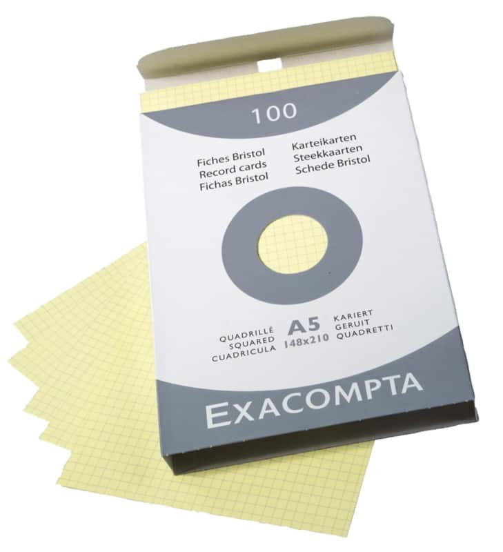 Exacompta Index Cards 13228E A5 Yellow 15 x 21.2 x 2.5 cm