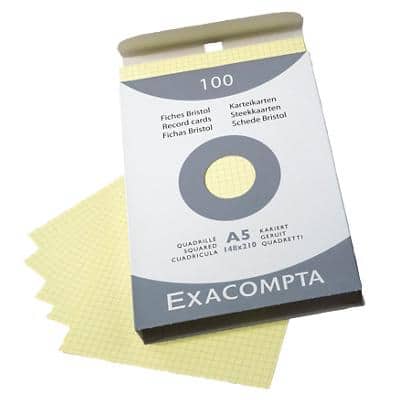Exacompta Index Cards 13228E A5 Yellow 15 x 21.2 x 2.5 cm