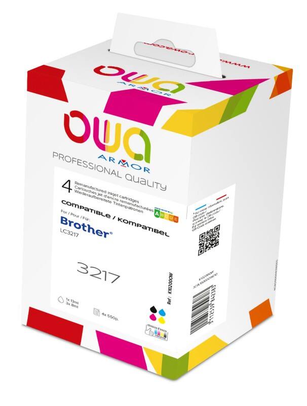 OWA LC3217 Compatible Brother Ink Cartridge K10200OW Black, Cyan, Magenta, Yellow Pack of 4