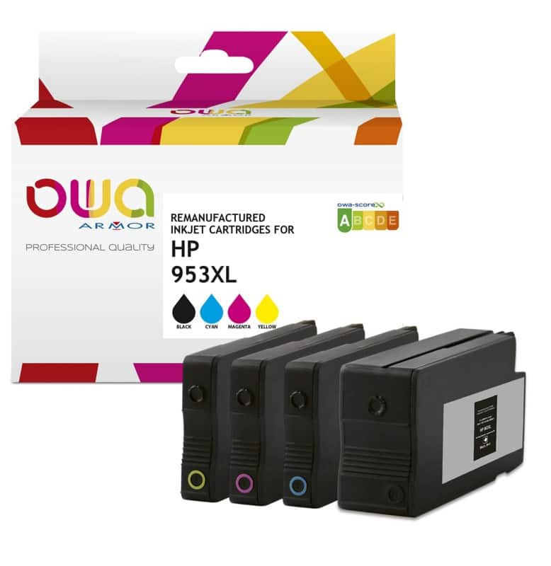 OWA 953XL Compatible HP Ink Cartridge K10452OW Black, Cyan, Magenta, Yellow Pack of 4