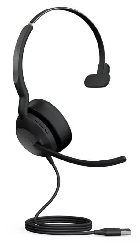 Jabra Evolve2 Wired Headset Over-the-head USB With Bluetooth Active Noise Cancelling With Microphone Mono Black
