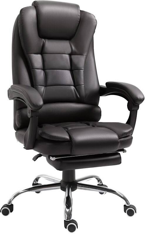 HOMCOM Chair Fixed Armrest PU (Polyurethane) Leather, Sponge, Steel Brown 921-084V70BN