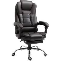 HOMCOM Chair Fixed PU Leather, Sponge, Steel Brown 921-084V70BN