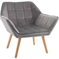 HOMCOM Chair Fixed Armrest Rubber Wooden, Iron, Sponge, Velvet (PolHeight-adjustable Seatter) Grey 833-799V71GY