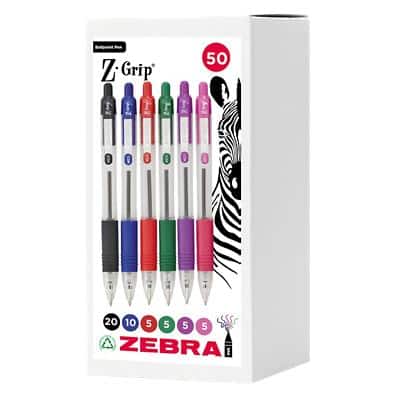Zebra Z-Grip 2758 Ballpoint Pen Multicolour Medium 0.5 mm Pack of 50