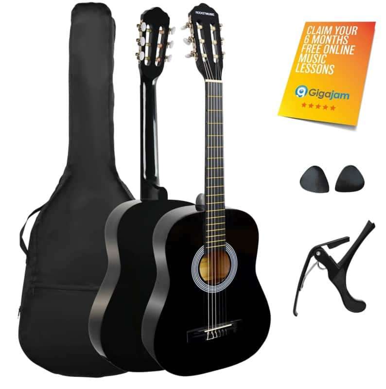 3rd Avenue Classical Guitar Rocket Series Black 3/4 Size Set