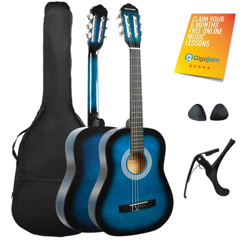 3rd Avenue Classical Guitar Rocket Series 3/4 Size Blueburst Set