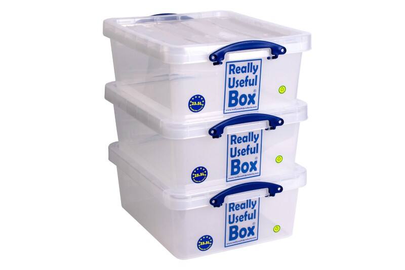 Really Useful Box PP (Polypropylene) Storage Box 23.5 L Transparent 39.5 x 50 x 19.5 cm Pack of 3