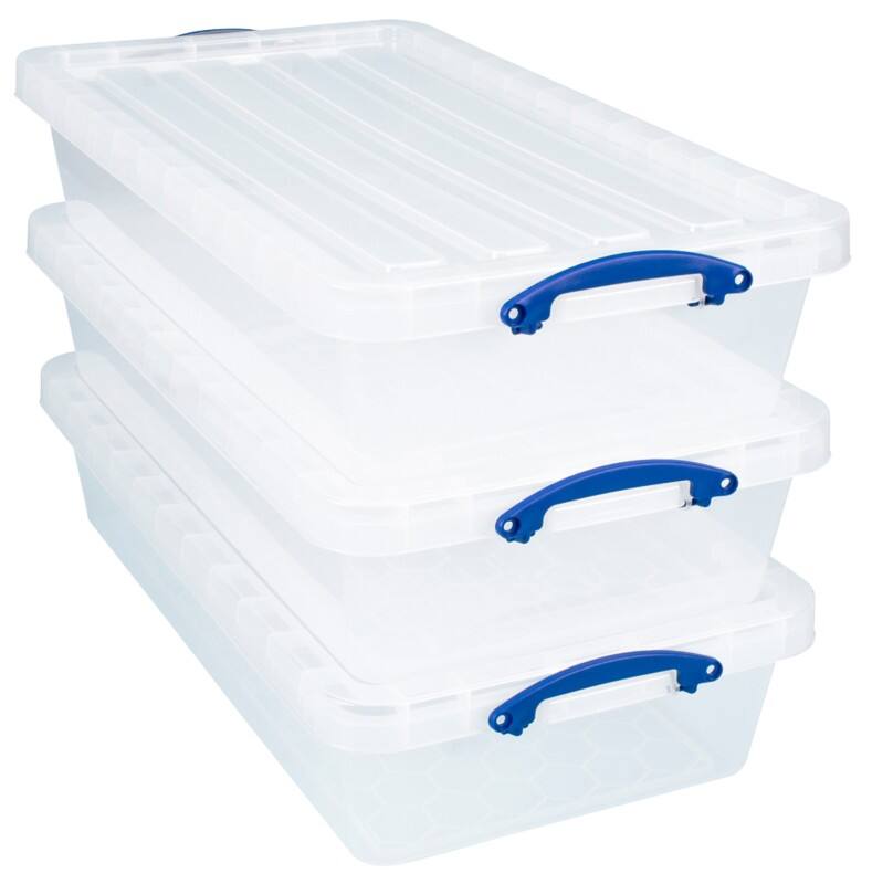 Really Useful Box PP (Polypropylene) Storage Box 41 L Transparent 44 x 82 x 18 cm Pack of 3