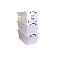 Really Useful Box Storage Box 82 L Transparent PP (Polypropylene) 33.5 x 82 x 44 cm Pack of 3