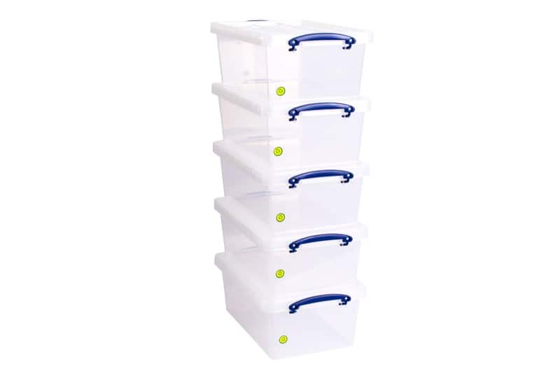 Really Useful Box PP (Polypropylene) Storage Box 10.2 L Transparent 26 x 40.5 x 16 cm Pack of 5