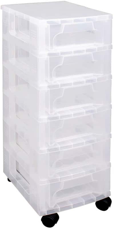 Really Useful Box Slimline PP (Polypropylene) Storage Box 6 x 3.5 L Transparent 24 x 30 x 66 cm