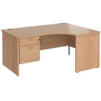 Dams International Maestro 25 Right Hand Ergonomic Desk Beech Wood 2 Drawers 1,600 x 1,200 x 725 mm