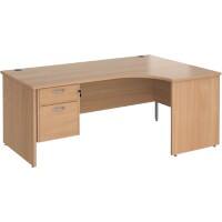 Dams International Maestro 25 Right Hand Ergonomic Desk Beech Wood 2 Drawers 1,800 x 1,200 x 725 mm