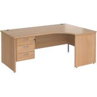 Dams International Maestro 25 Right Hand Ergonomic Desk Beech Wood 3 Drawers 1,800 x 1,200 x 725 mm