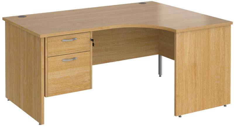 Dams International Maestro 25 Right Hand Ergonomic Desk Oak Wood 2 Drawers 1,600 x 1,200 x 725 mm