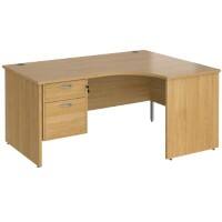 Dams International Maestro 25 Right Hand Ergonomic Desk Oak Wood 2 Drawers 1,600 x 1,200 x 725 mm