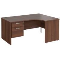 Dams International Maestro 25 Right Hand Ergonomic Desk Walnut Wood 2 Drawers 1,600 x 1,200 x 725 mm