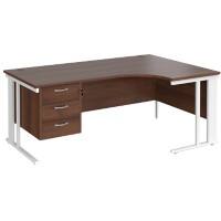 Dams International Right Hand Ergonomic Desk MCM18ERP3WHW 1,800 x 1,200 x 725 mm