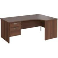 Dams International Maestro 25 Right Hand Ergonomic Desk Walnut Wood 2 Drawers 1,800 x 1,200 x 725 mm