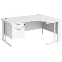 Dams International Right Hand Ergonomic Desk MCM16ERP2WHWH 1,600 x 1,200 x 725 mm