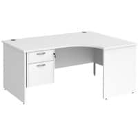 Dams International Maestro 25 Right Hand Ergonomic Desk Oak Wood White 2 Drawers 1,600 x 1,200 x 725 mm