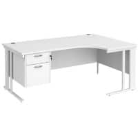 Dams International Right Hand Ergonomic Desk MCM18ERP2WHWH 1,800 x 1,200 x 725 mm