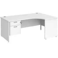 Dams International Maestro 25 Right Hand Ergonomic Desk Oak Wood White 2 Drawers 1,800 x 1,200 x 725 mm