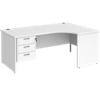 Dams International Maestro 25 Right Hand Ergonomic Desk Oak Wood White 3 Drawers 1,800 x 1,200 x 725 mm