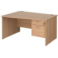 Dams International Maestro 25 Height Adjustable Wave Desk Beech Wood 1,400 x 725 mm x 800 - 990 mm