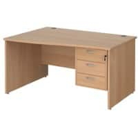 Dams International Maestro 25 Height Adjustable Wave Desk Beech Wood 1,400 x 725 mm x 800 - 990 mm