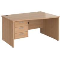 Dams International Maestro 25 Height Adjustable Wave Desk Beech Wood 1,400 x 725 x 800 - 990 mm