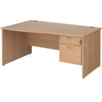 Dams International Maestro 25 Height Adjustable Wave Desk Beech Wood 2 Drawers 1,600 x 725 mm