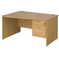 Dams International Maestro 25 Height Adjustable Wave Desk Oak Wood 2 Drawers 1,400 x 725 mm