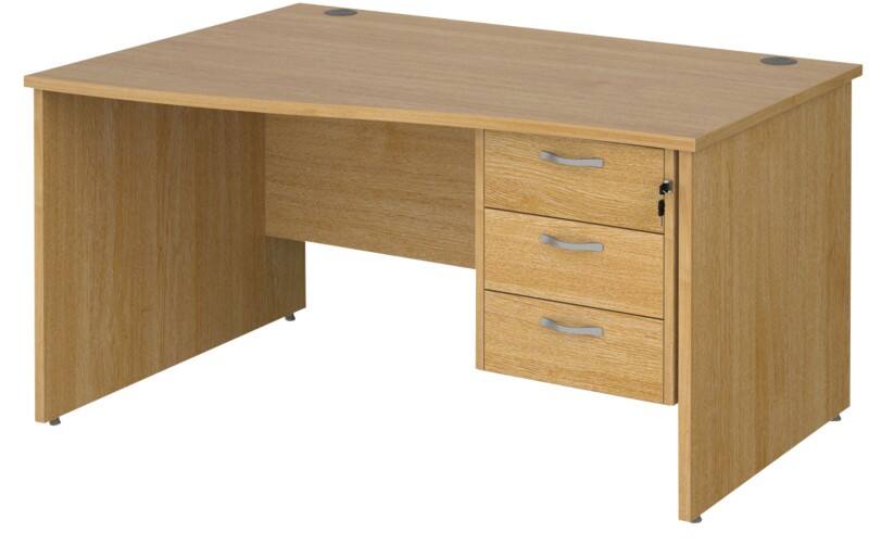 Dams International Maestro 25 Height Adjustable Wave Desk Oak Wood 3 Drawers 1,400 x 725 mm x 800 - 990 mm