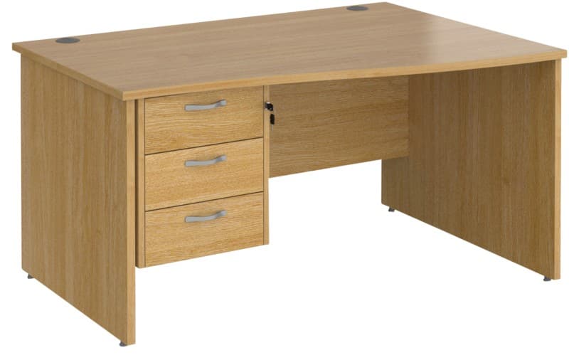 Dams International Maestro 25 Height Adjustable Wave Desk Oak Wood 3 Drawers 1,400 x 725 mm x 800 - 990 mm