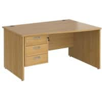 Dams International Maestro 25 Height Adjustable Wave Desk Oak Wood 3 Drawers 1,400 x 725 mm x 800 - 990 mm