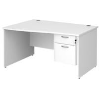 Dams International Maestro 25 Height Adjustable Wave Desk Oak Wood White 1,400 x 725 mm x 800 - 990 mm