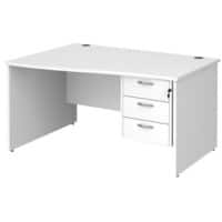 Dams International Maestro 25 Height Adjustable Wave Desk Oak Wood White 1,400 x 725 mm x 800 - 990 mm