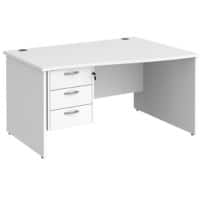 Dams International Maestro 25 Height Adjustable Wave Desk Oak Wood White 1,400 x 725 mm x 800 - 990 mm